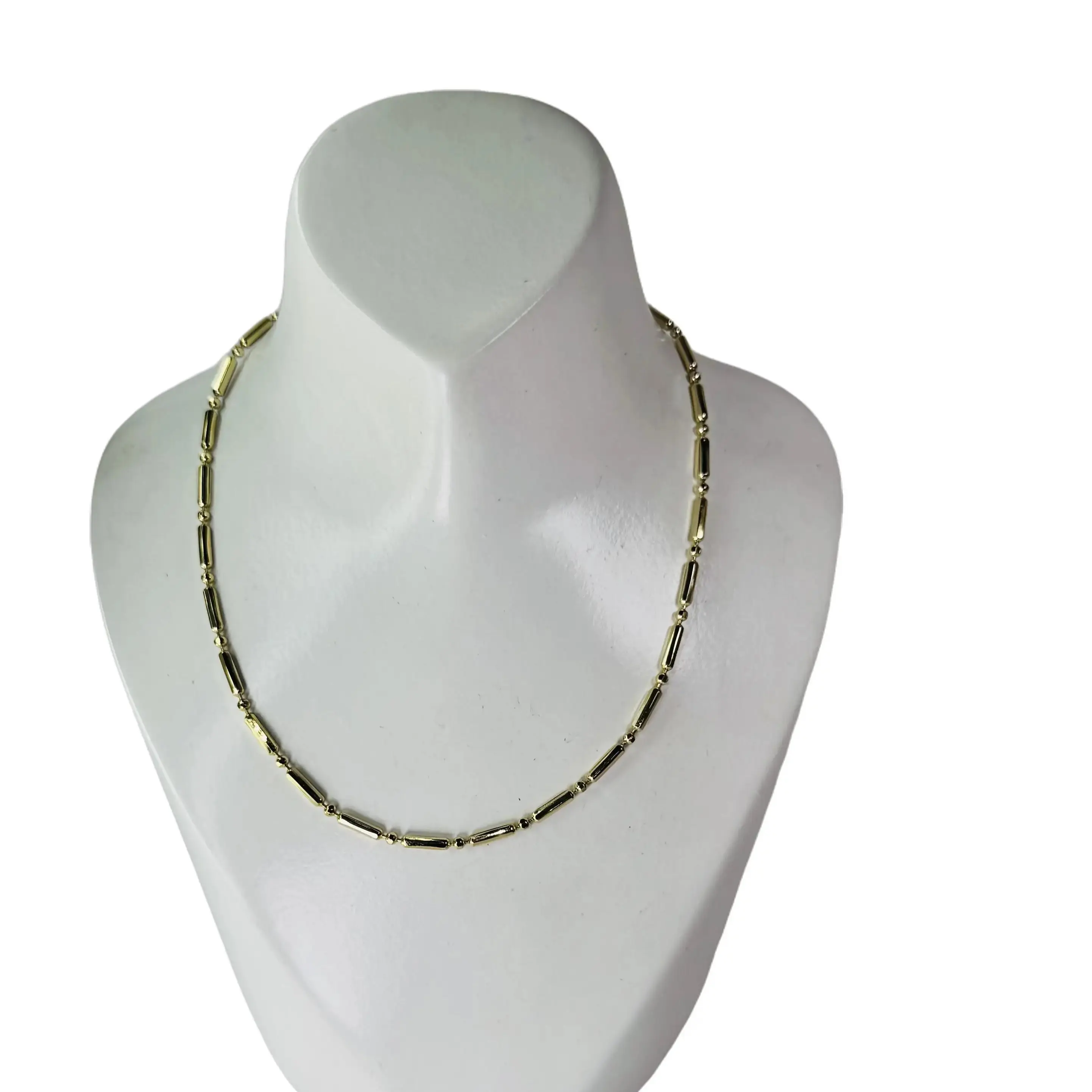 Gold Laminated Fashion Necklace with Link and Comma Design 17 Inches Long Trendy Jewelry Cuban Link Chain