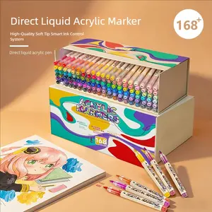 168 Colors Acrylic Markers, Quick Drying, Fade Resistant, Perfect for Painting, Illustrations, School Projects, Suitable for Paper, Fabric, Wood, Plastic, Acrylic Paint Pens