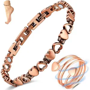 Copper Anklet for Women Magnetic Ankle Bracelet with Ultra Strength Magnets 99.9% Solid Copper Gift for Her (Adjustable)