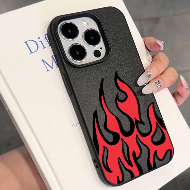 A business-style, shockproof phone case for iPhone 17 16 15 14 13 12 11 PRO MAX PLUS,AIR X XS MAX, featuring a stylish flame pattern and made of TPU material. This drop-proof and dustproof phone case makes a perfect holiday gift for friends and family.