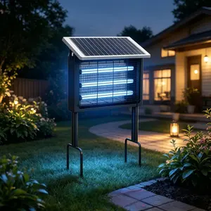 2026 New Arrivals Outdoor solar Mosquito killer, 4500V high power, IP68 waterproof, electric mosquito killer with grounding bracket, rechargeable waterproof mosquito killer, fly zapper, mosquito zapper, electric mosquito trap, perfect for patio & backyard
