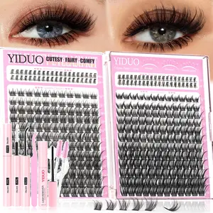 YIDUO Eyelash Cluster Kit | 3 Styles: Fairy, Wispy & Bottom Lashes | 5–16mm D-Curvature Individual Lash Extension Kit With Lash Bond and Seal, Remover, Tweezers & Eyelash Brush | Easy DIY at Home