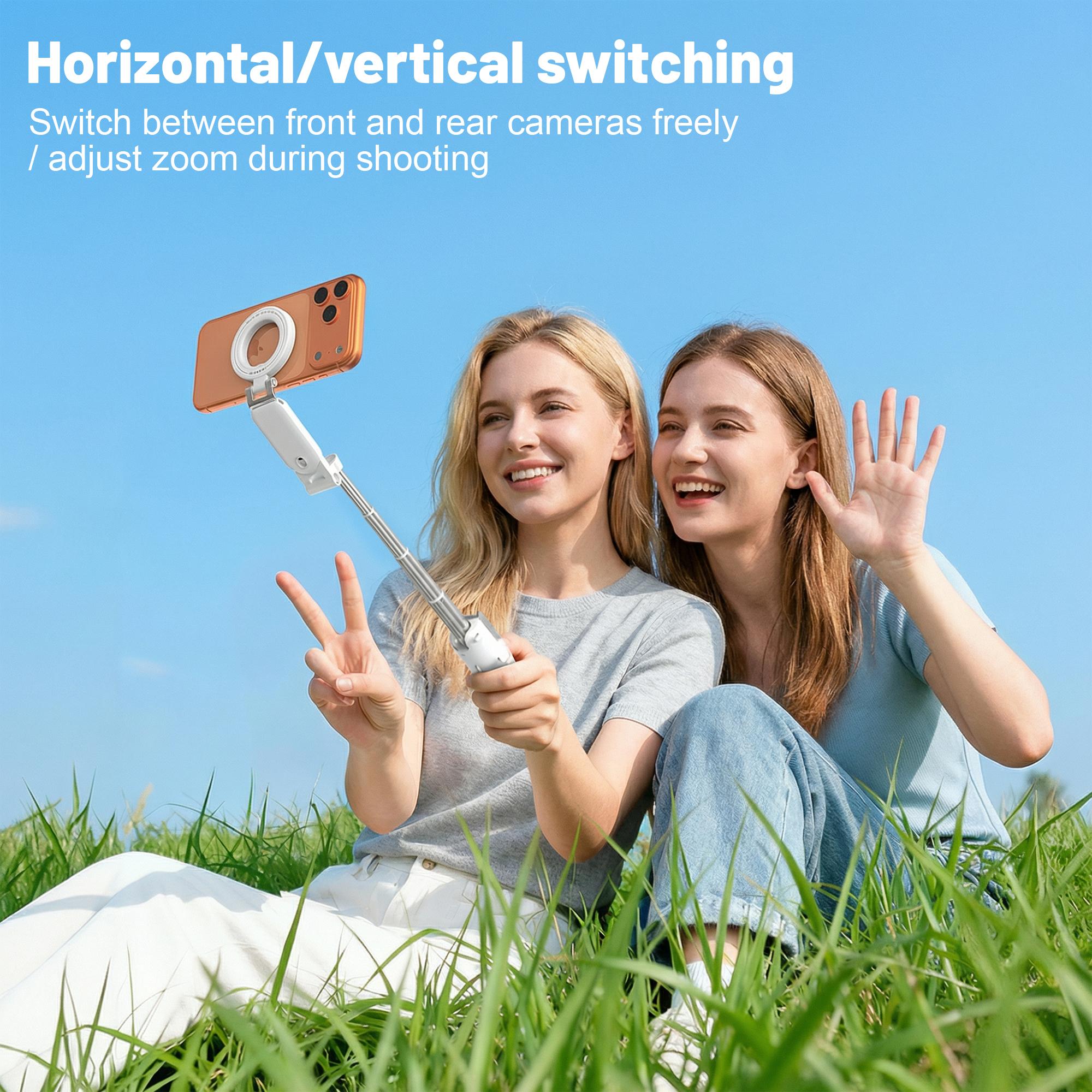 JOYYE Upgrated 6-in-1 Magnetic Selfie Stick Tripod with Remote Adjustable Zoom, Magnetic Phone Holder & Stabilizer, Extendable 180° Rotation, 3 Magnetic Rings, Compatible with Fill Light For Vlog Live Photo