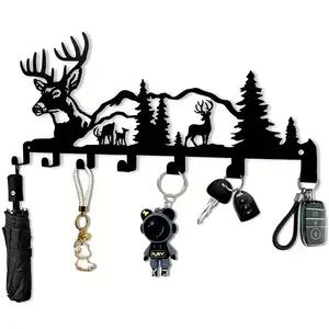 Chic Deer & Forest Metal Key Hook Easy Install Wall Mounted Organizer for Entryway Perfect Gift for Nature Lovers with Multiple Hooks Light Blue Vinyl Trading Card Case Day of the Dead Decorations Set Large Geometric Tree Life Print