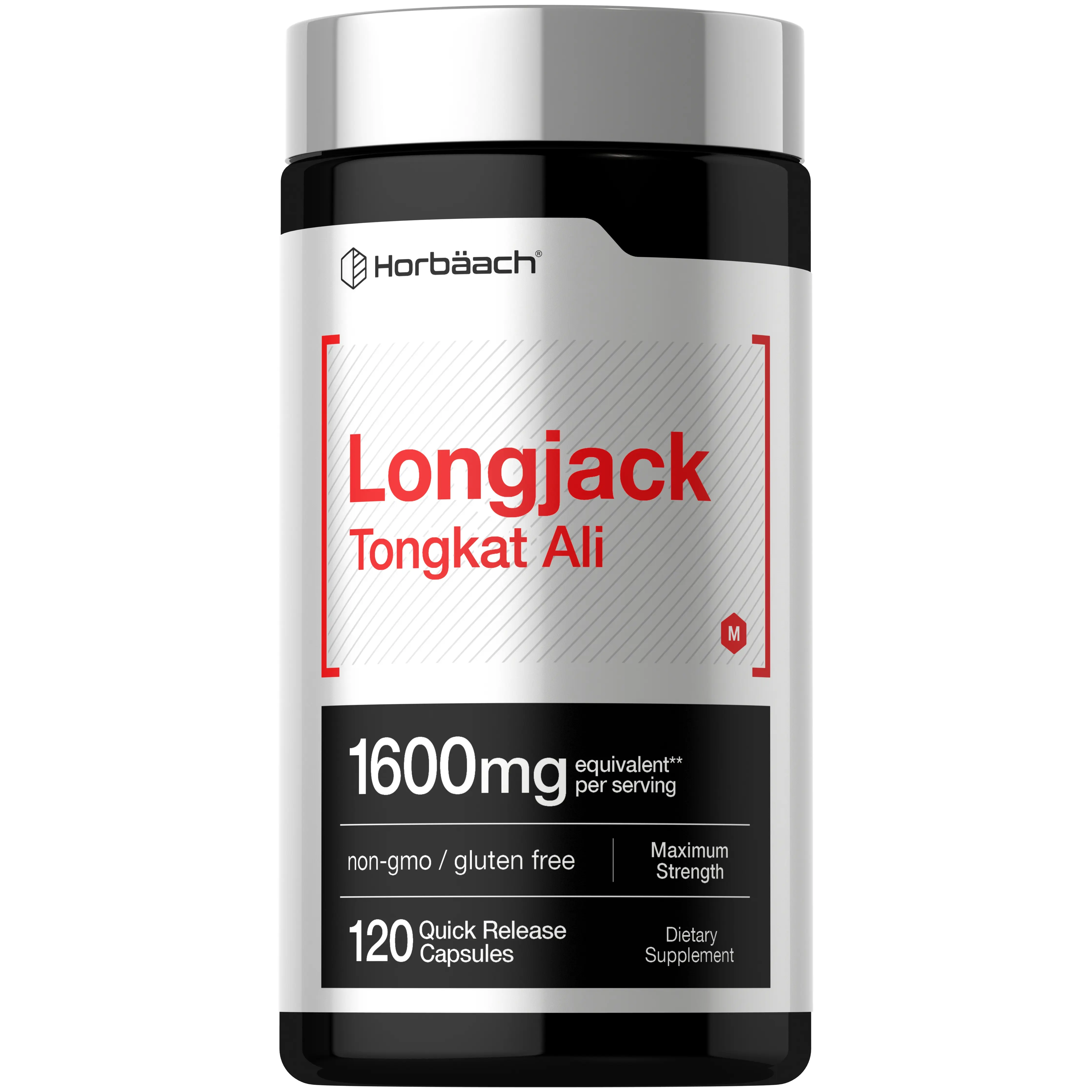 Horbäach Longjack Tongkat Ali for Men and Women 1600mg - 120 Capsules - Extract Supplement - Maximum Strength Pills - Non-GMO and Gluten Free