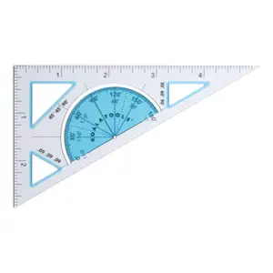 Koala Tools | Pocket Triangle Ruler | Clear, Flexible Plastic 30-60-90 Degree, 5-inch Ruler/Stencil with Built-in 180 Degree Protractor and Triangle Cut-Outs