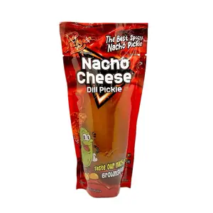 Spicy Nacho Cheese Dill Pickle - Flavored Pickle Snack - The Best Spicy Nacho Cheese Snack - Taste Our Nachos pickled cucumber pepin Tangy Savory Food Crunchy Crispy