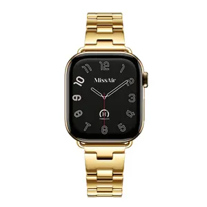 MISSAIR Hallo Band Elegant 316L Stainless Steel Watch Band for Women, Fine Brushed Matte Finish, Compatible with Apple Watch Series 1–11, SE & Ultra (38mm-49mm)