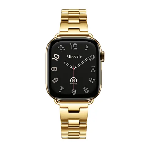 MISSAIR Halo 316L Stainless Steel Link Bracelet Band for Women, Brushed Matte Adjustable Strap with Removable Links Compatible with Apple Watch Series 1–12, SE & Ultra, 38mm–49mm
