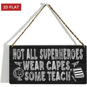 Wooden Sign Not All Superheroes Wear Capes, Some Teach Vintage Decoration Home Bedroom Bar Cafe Club Wall Decor Retro Art Sign 3.93x7.87 inch