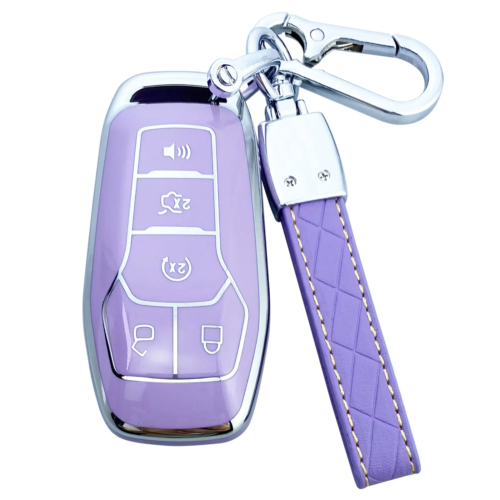 TPU Soft Full Protection Car Key Fob Cover Case with Keychain Shell - Compatible with Ford F150 F250 F350 Fusion Edge Explorer Mustang, Lincoln MKZ MKC - Car Interior Accessories, Key Fob Covers