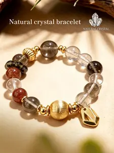 Natural White Water Crystal Delicate BraceletClear Quartz amplifies wealth energy, Silver Obsidian protects wealth and gathers energy, boosts both regular and unexpected wealth: Handcrafted carefully strung, unique for stacking / Niche fashion, eye-catch