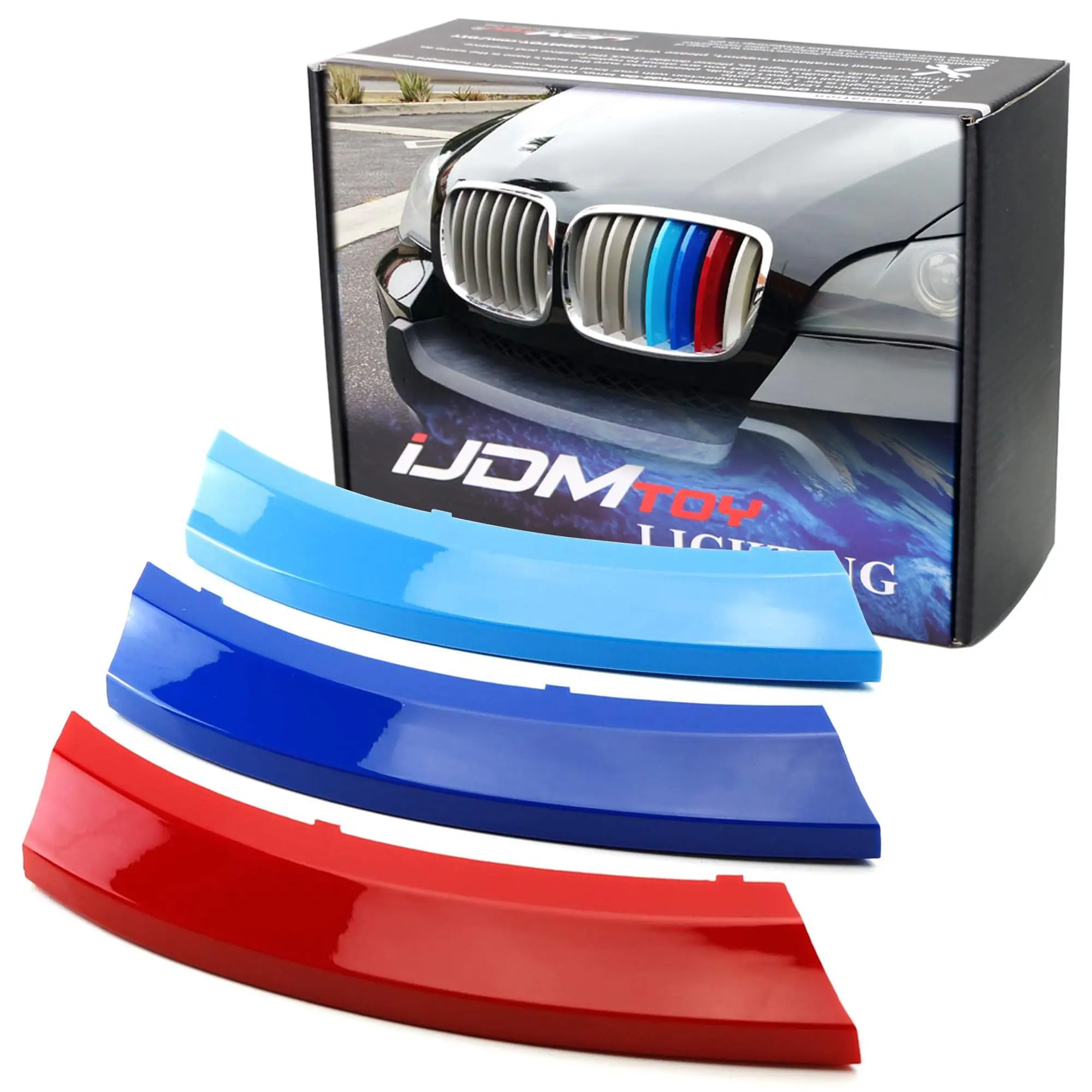 iJDMTOY Exact Fit M-Color Grille Insert Trims For 2007-2013 BMW E70 X5, 2008-2012 E71 X6 Center Kidney Grill