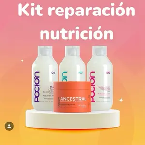 Packx4 KIt Reparación & Nutrición La Poción shampoo 450Ml tratamiento  450ml crema de Peinar 450ml mascarilla Ancestral 350 ml reparación. Capilar