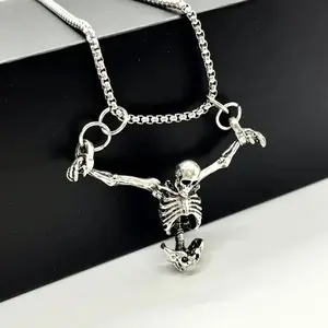 Silver Skeleton Pendant Chain Necklace