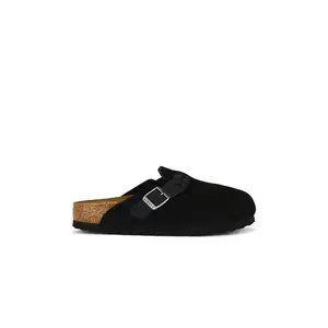 BIRKENSTOCK Boston Braid Clog in Black Suede