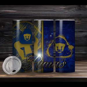 Pumas Soccer Team 20oz Tumbler - Temperature Control Design with Rubber Bottoms & Plastic & Metal Straws, Hydrating for Cold & Hot Beverages