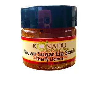 Konadu Body Care By Nature Cherry Licious Lip Scrub - Gentle Exfoliation & Cherry Flavor for Soft Smooth Lips - 0.5 oz