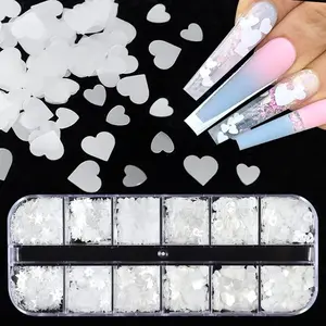 12 Grids White Flower Nail Stickers