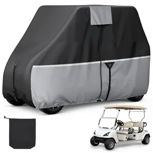 Golf Cart Cover Full Coverage For 2+2 And 4 Passenger Golf Carts - 420D Waterproof Oxford Fabric Club Car Cover Fits Most Carts From Club Car, Yamaha, EZGO, Honda - Silver-Coated Layer And Three Zipper Doors