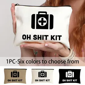 High-Grade Canvas Zipper Medical Bag, Printed First Aid Kit & Travel Storage Bag, Multifunctional Emergency Kit for Home Car Outdoor
