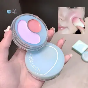 Dual Color Blush Palette Natural Waterproof Long-Lasting Contour Highlighting Matte Multi-Use Cream Topical Cosmetic Essential Makeup for All Skin Types