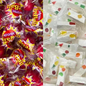 RICH & RICHERS Jujube Nougats & Wonka Atomic Fireball 1lb Chewy Candy Mix Spicy Cinnamon Fruity Nostalgic Bulk Sweets TikTok Viral Candy Soft Snack