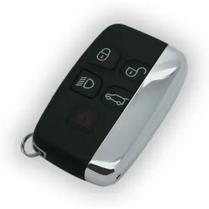 Replacement Key Shell + Uncut Blank Emergency Insert Key Compatible with Land Rover Range Rover Jaguar XF XJ XE F-PACE F-Type 5 Button Smart Keyless Entry Remote Key Case Fob PG705N