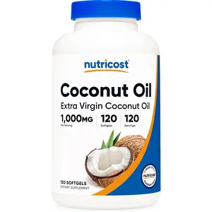 Coconut Oil Softgels (1000mg) 120 Softgels - Extra Virgin Coconut Oil - Gluten Free and Non-GMO