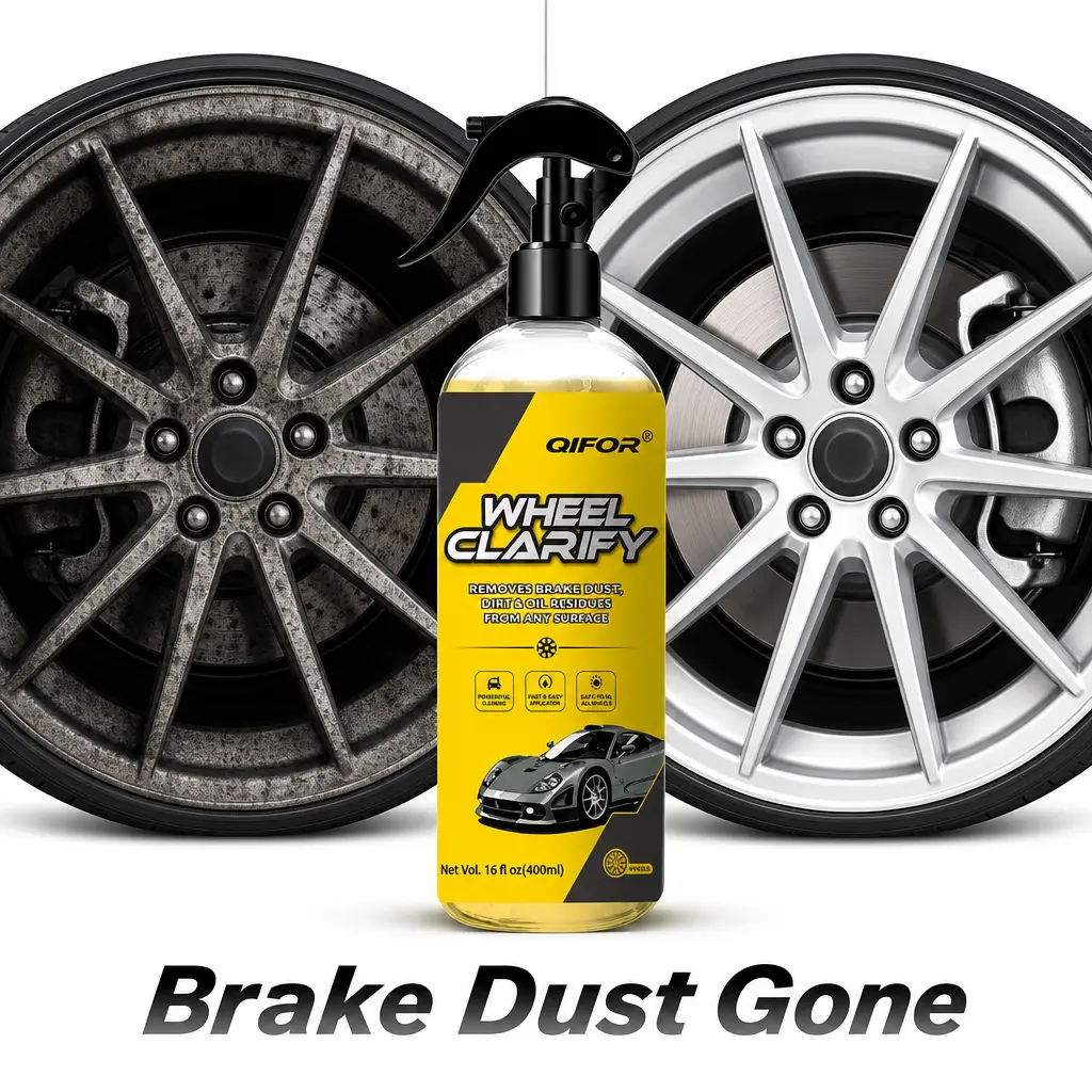 QIFOR Brake Dust Remover Spray - Powerful Iron & Brake Dust Cleaning Formula, Dissolves Embedded Buildup, Leaves Wheels Cleaner, Safe for Automotive Paint, Cars & Motorcycles
