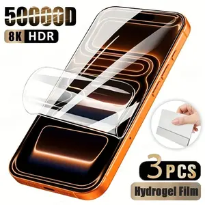 3-Pack Full Coverage HD Water Gel Screen Protector Film for iPhone 17 Pro Max/17/air/16 Series, Anti-Fingerprint Scratch-Resistant