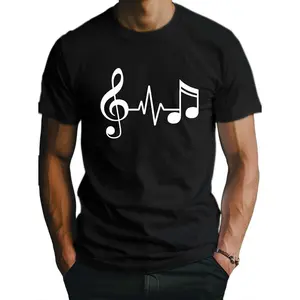 Men's Music Note Print Round Neck Tee, Casual Short Sleeve Crew Neck Eras Tour T-shirt for Summer, Fashion Men's Top Outfit for Daily Wear, Music Festival Essentials