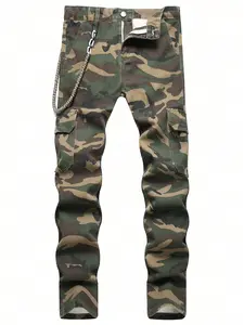 Camouflage Jeans for Men in Workwear Style Outdoor Cargo Pants Hip Hop Street Style Comfortable Straight Leg Trouser for All Seasons