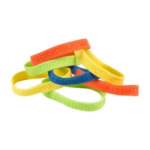 7 1/4" Good Character Traits Solid Color Rubber Bracelets - 24 Pc.