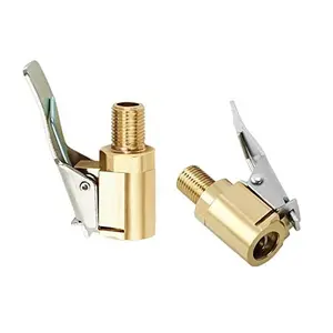 Tire Air Chuck with Clip Adapter, Brass Locking Tire Inflator Nozzle Adapter Connect, No Leakage Tire Chucks for Vehicle Inflator Compressor Pump Connect Accessories Tool 2Pack