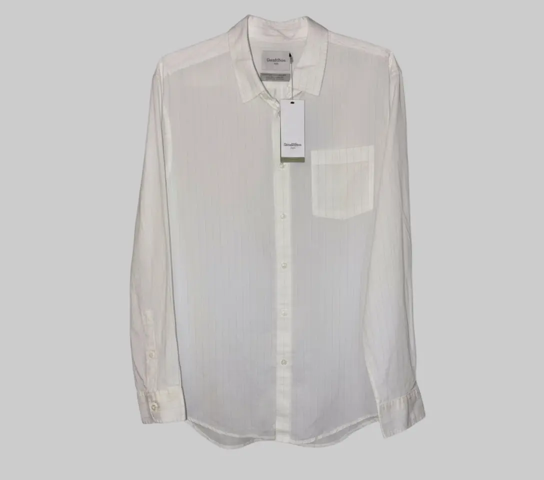 Goodfellow & Co Men’s “Every Wear Poplin” White Button-Down Shirt – Size Large