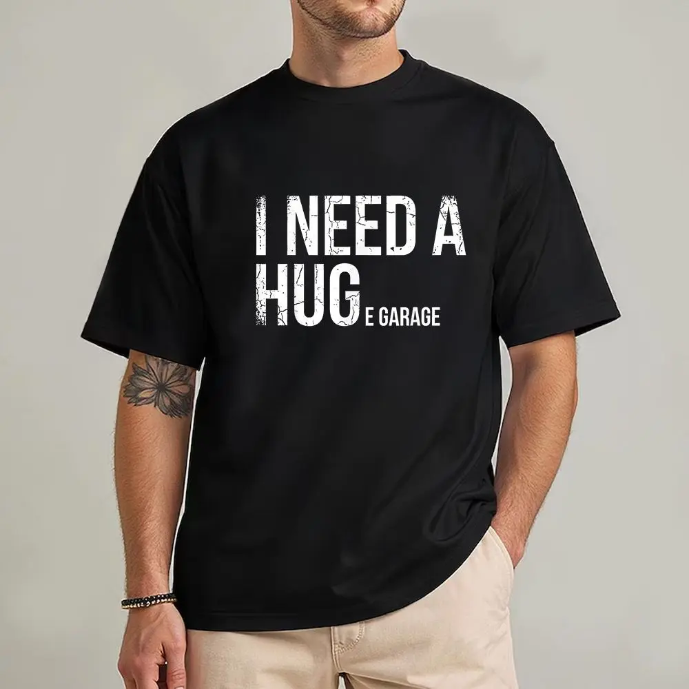 "Funny Mechanic 'I Need A Huge Garage' Smooth Seamless Shortsleeve T-Shirt - Unisex Menswear Sports Top, Car Enthusiast Gearhead Gift for Men, Auto Repair Workshop Humor Tee", Tshirt, Cotton, Soft, Fabric, Casual, Mens Gifts, Humor Graphic Tee, Round Neck