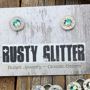 Rusty Glitter Bullet Earrings Posts and Drop earrings