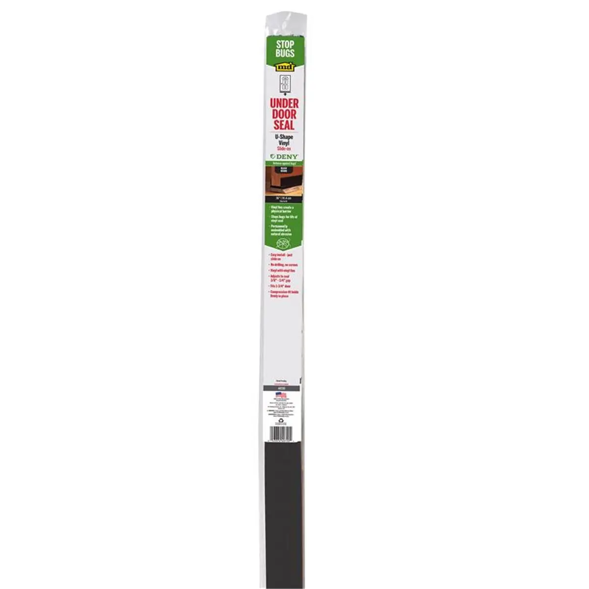 M-D Building Products 5060564 U-Shaped Black Vinyl Under Door Seal, 36x1.75in, All Seasons Insect Barrier, Draft Sealer for Doors (Large Appliance Parts & Accessories)