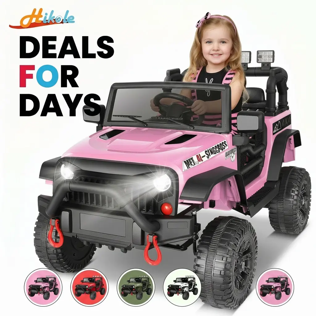 Hikole 24V Kids Ride-On Jeep with Remote Control, LED Lights, 3 Speeds, MP3, 2-Point Safety Belt, 30W Motors x2, Perfect Gift for Boys and Girls,tiktokshopbacktoschool,glowup,sohoChic