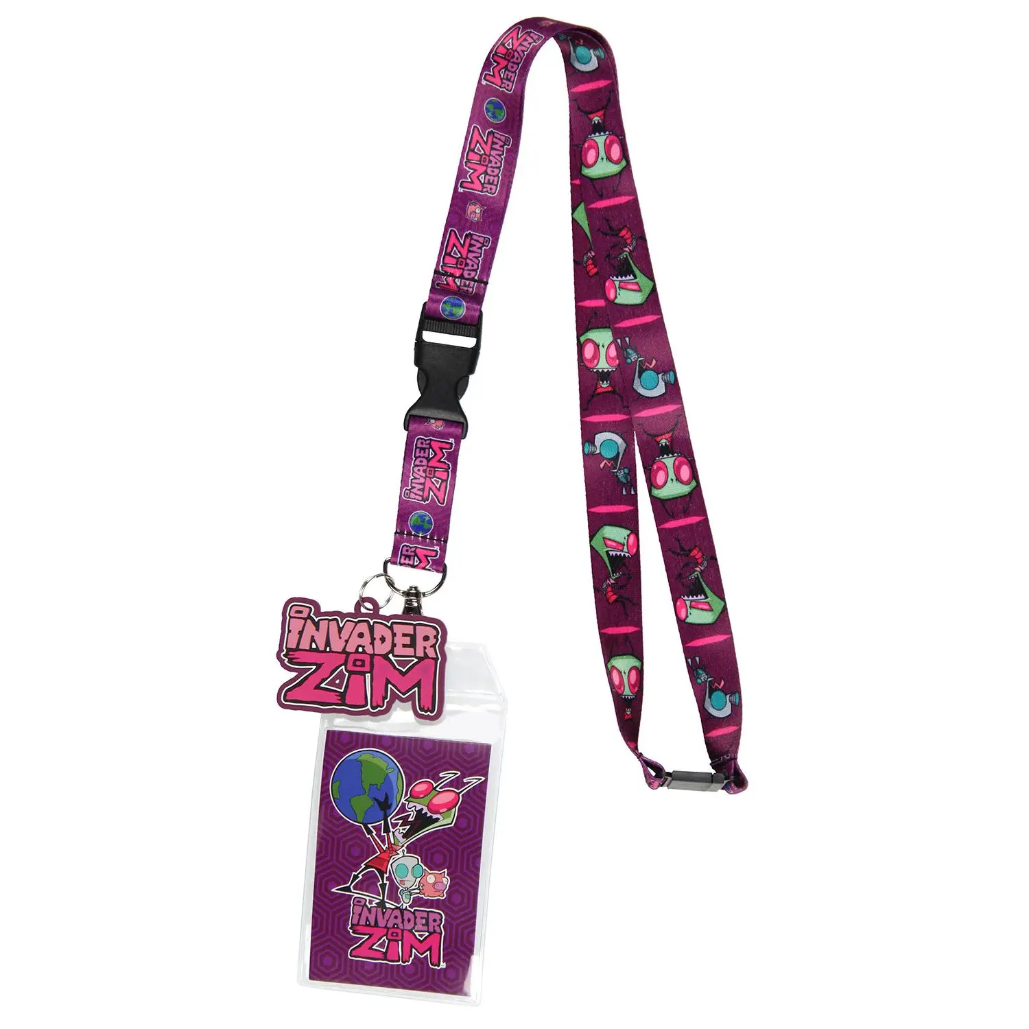 Invader Zim and Gir ID Badge Holder Lanyard w/ 2" Logo Rubber Pendant, Invader Zim Lanyard For Id Badges, Durability