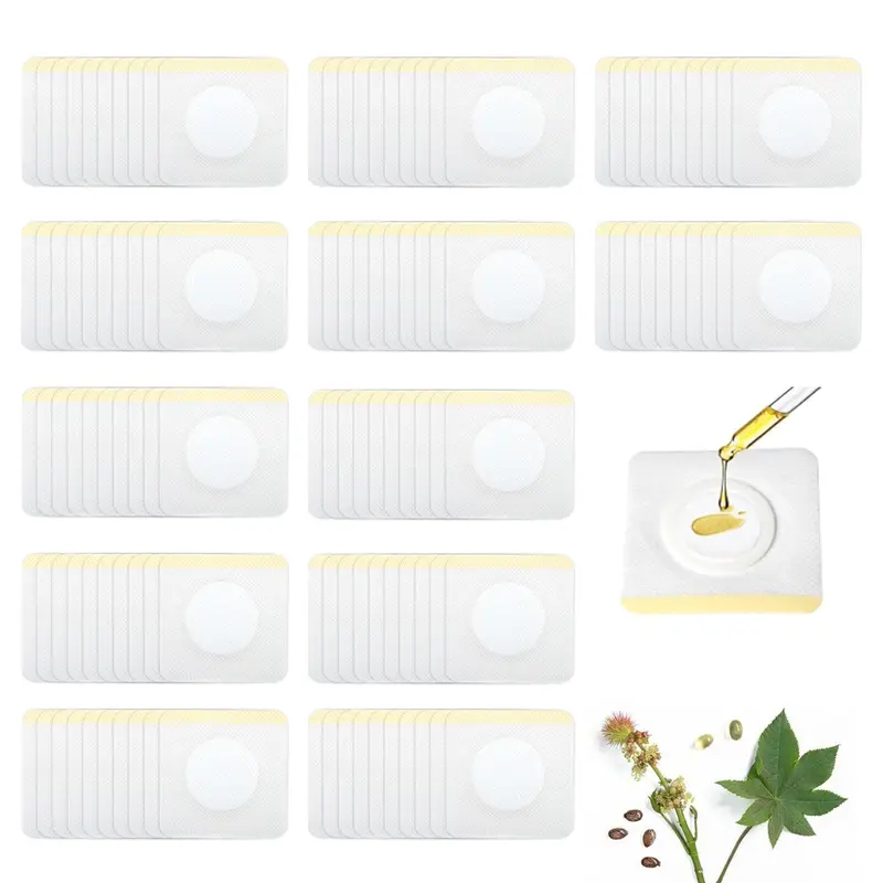 120Pcs Disposable Castor Oil Pack Wrap Belly Button, Highly Absorbent Self-Adhesive Organic Cotton Castor Oil Packs Wrap Promotes Digestion, No Wash, Easy to Use, Anti-Seepage(Oil Not Included)