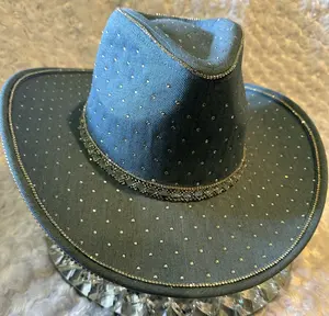 Brand New Denim Bling Rhinestones Cowboy Hat