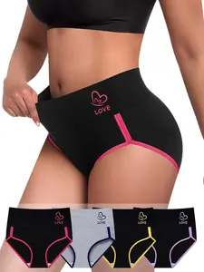 4/6/8 Pcs High Waist Butterfly & Letter Print Panties,Soft Breathable Comfortable Knicker for Daily Wear,Women's Underwear for All Seasons, comfy underwear 50 plus. SpringStatements