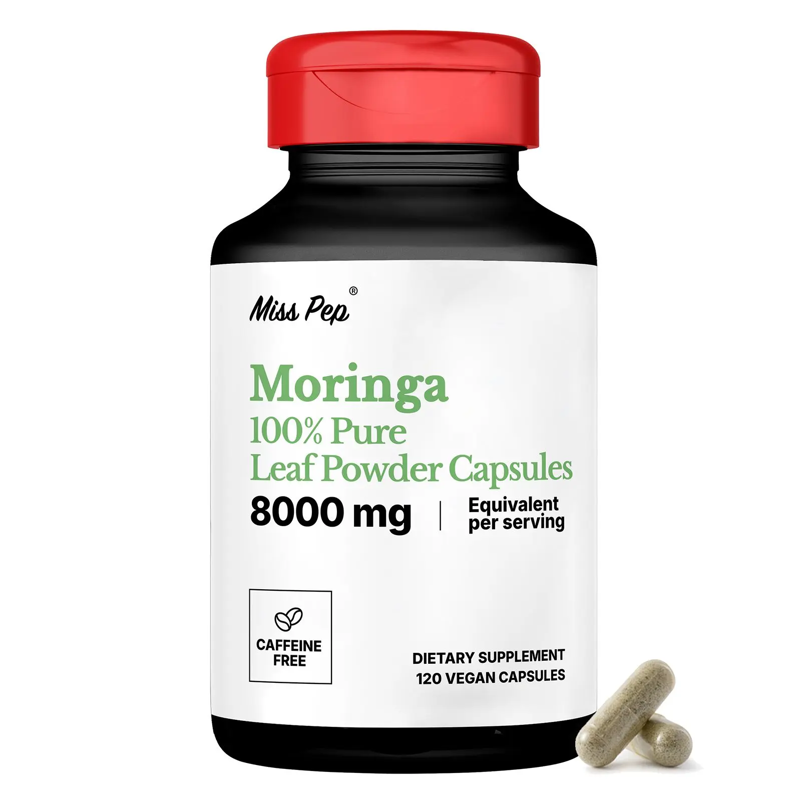 Misspep Moringa Leaf Powder Capsules - 8000mg 10:1 Pure Extract, Vegan, Non-GMO, Gluten-Free Superfood Healthcare Supplement for Energy, Immune Health - 120 Capsules top