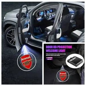 2PCS Arsenal FC Logo Car Welcome Light, No-Drill Install Door Projector Ambient Light Sticker, Universal Fit for Most Vehicle Models, Car Accessories