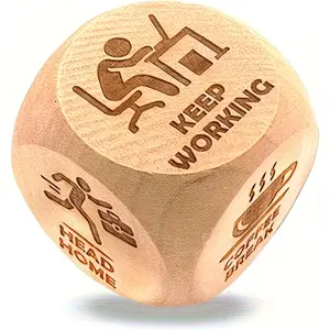 Six-Sided Wooden Dice Game for Office and Study Breaks, Decision Maker Gift for Colleagues, Handmade Club Toy, Perfect for Birthdays and Holidays
