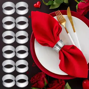 12 Pcs Stainless Steel Napkin Rings, Elegant Serviette Holders, Durable & Rustproof for Wedding, Christmas, Thanksgiving, New Year, Holiday Table Decor tiktokshopspringglowup