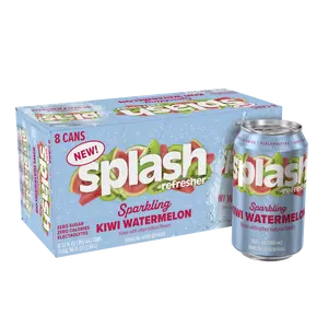 Splash Kiwi Watermelon Sparkling Water 12 fl oz 8 Cans Zero Sugar Zero Calories Electrolytes Beverage