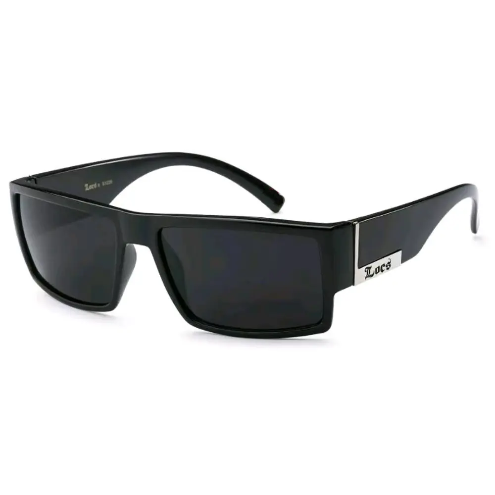 OG LOCS Slim Fit Wrap Around Style Side Logo Trendy Super Dark Sunglasses